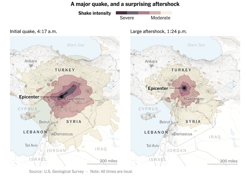 Earthquake and aftershock in Turkey